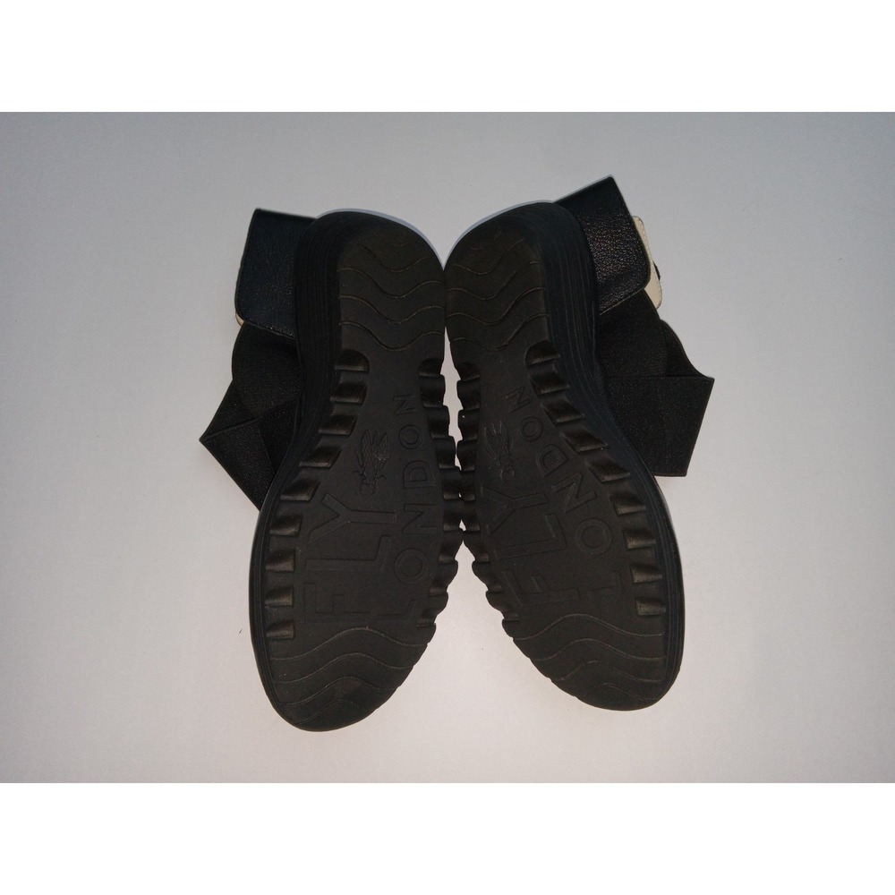 Fly London Strappy Black Wedge Sandals Women's Size 39 US 8 - Picture 9 of 11